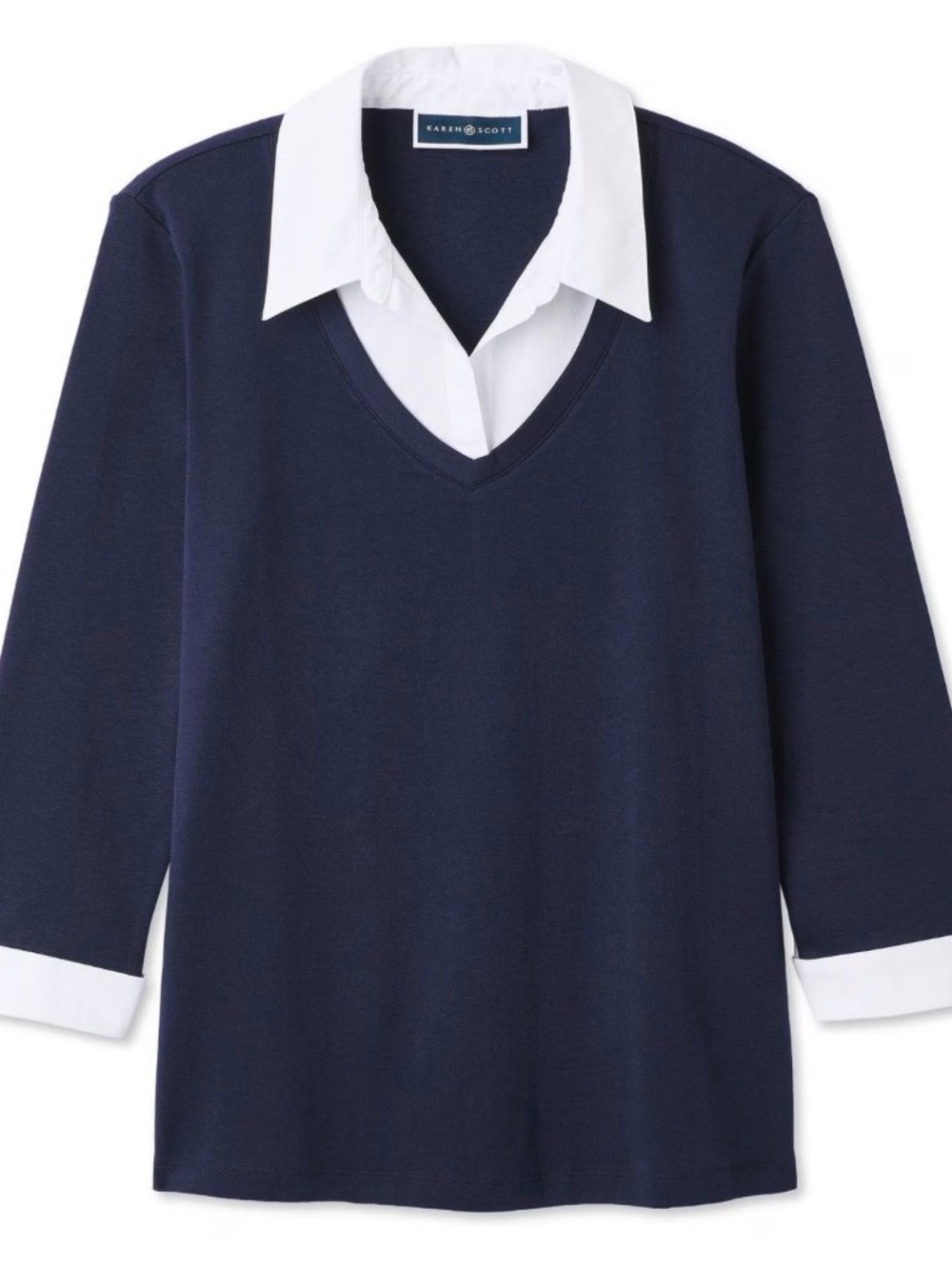 Classic Navy V-Neck Women’s Sweater - Picture 3 of 5